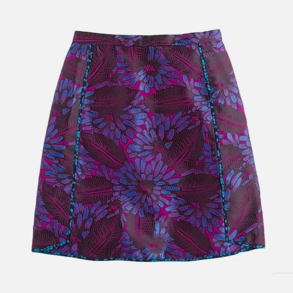 J Crew Mini Skirt in Midnight Floral Brocade Jacquard Size 4 - Picture 1 of 8